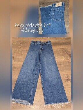Zara Wide Leg Girls Jeans - Medium Blue
